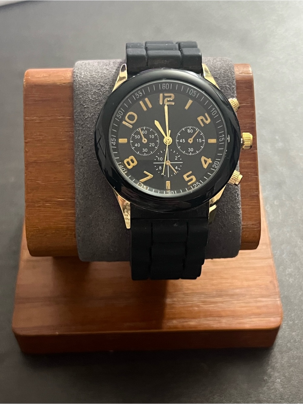 Black and gold silicone watch